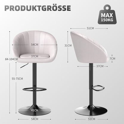 Youhauchair Barhocker Set 4 – Höhenverstellbar, Beige