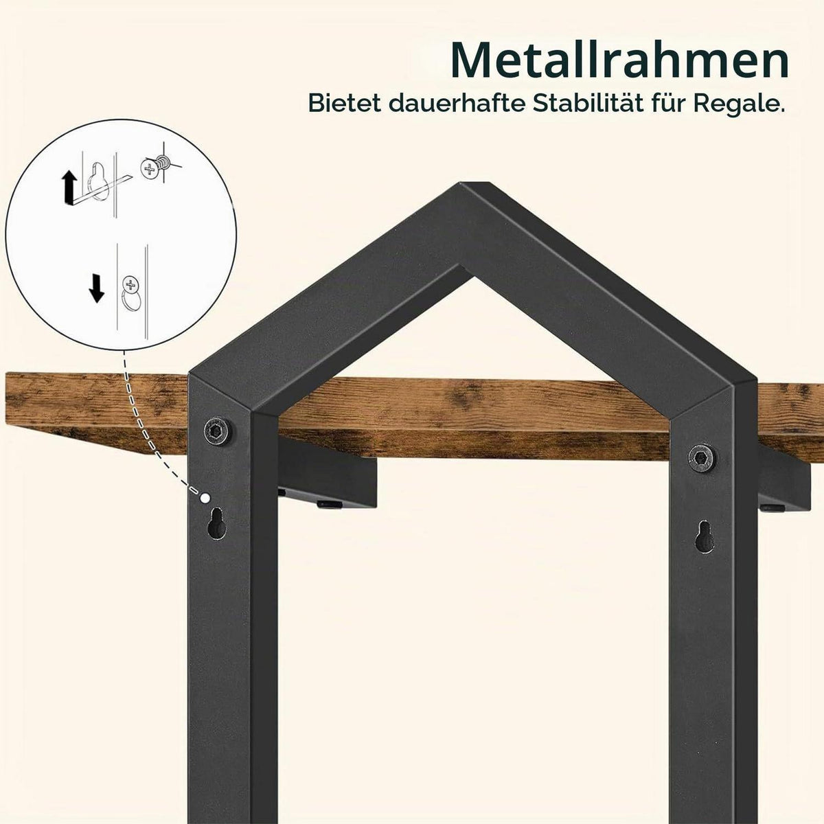 2er-Set Wandregal Holz Metall Rauten-Design Vintage