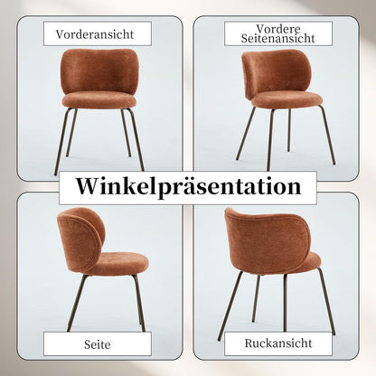 Moderner Esszimmerstuhl Chenille Stoff Orange, Bequem & Stabil