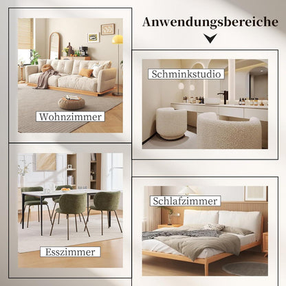 Esszimmerstühle Set 6 Olivgrün, Chenille Stoff, Modern