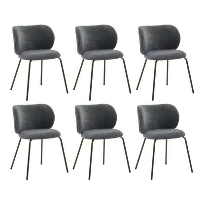 Esszimmerstühle Set 6 Grau, Chenille & Metallbeine Modern