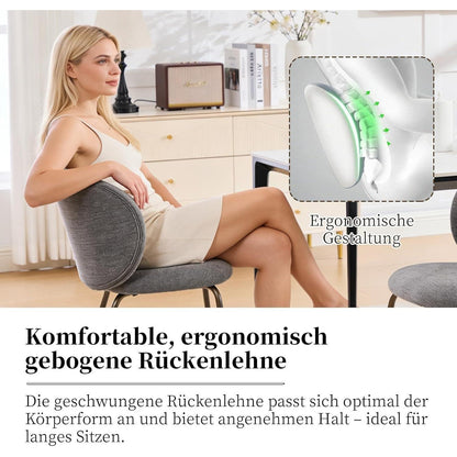 Esszimmerstühle Set 6 Grau, Chenille & Metallbeine Modern