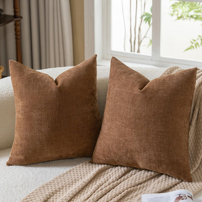 2 Kissenbezüge 45x45 cm Chenille Bronze – Farmhouse Stil