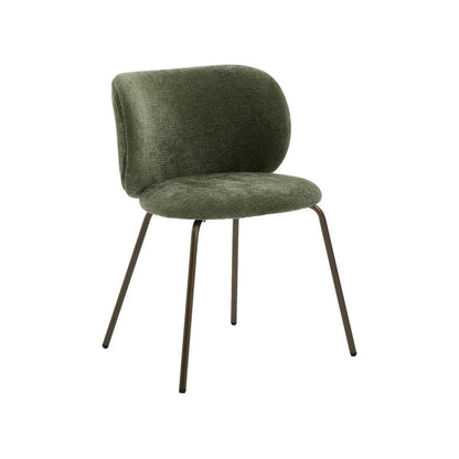 Moderner Esszimmerstuhl Chenille Stoff Olivgrün, bequemer Polsterstuhl