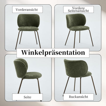 Moderner Esszimmerstuhl Chenille Stoff Olivgrün, bequemer Polsterstuhl