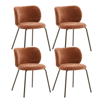 Esszimmerstühle Set 4er – Chenille Stoff, Orange, Modern