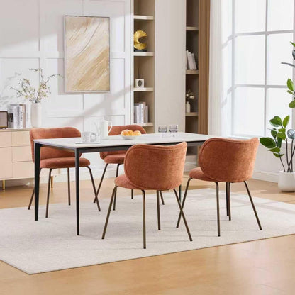 Esszimmerstühle Set 4er – Chenille Stoff, Orange, Modern