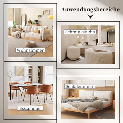 Esszimmerstühle Set 4er – Chenille Stoff, Orange, Modern