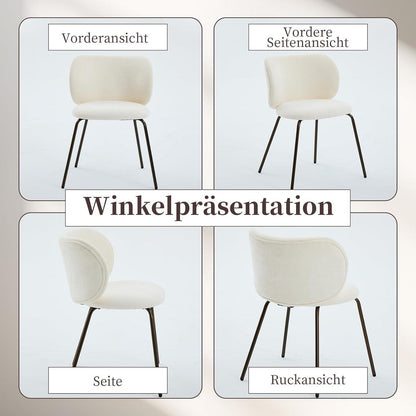 Moderner Esszimmerstuhl Chenille Creme Weiß – Bequemer Polsterstuhl