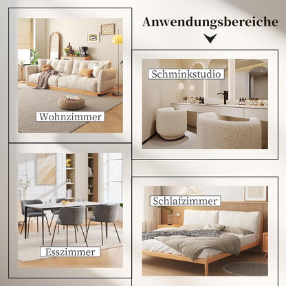Moderner Esszimmerstuhl Grau, Chenille Stoff & Metallbeine
