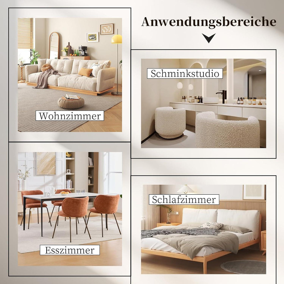 Esszimmerstühle Set 6 – Chenille Stoff, Orange