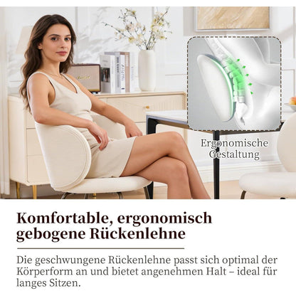 Esszimmerstühle Set 4er – Chenille Stoff, Creme Weiß