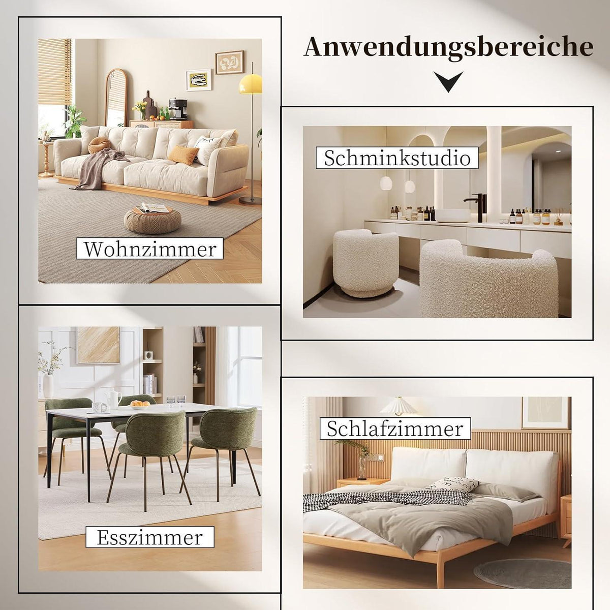 Esszimmerstühle 2er Set, Olivgrün, Chenille & Metallbeine