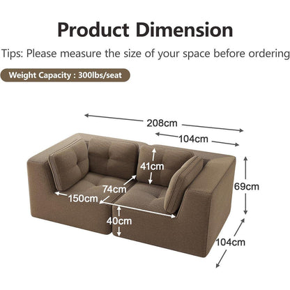 Modulares Ecksofa mit Cord – Bequemes Sofa ohne Aufbau Braun