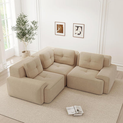 Modulares Ecksofa mit Cord – Bequemes Sofa ohne Aufbau, Beige