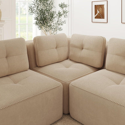 Modulares Ecksofa mit Cord – Bequemes Sofa ohne Aufbau, Beige