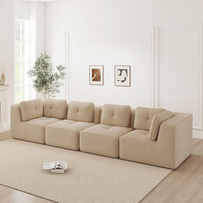 Modulares Ecksofa mit Cord – Bequemes Sofa ohne Aufbau, Beige