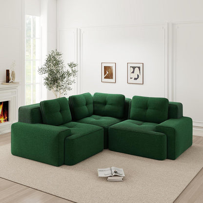 Modulares Ecksofa Grün 2C+1O – Kein Aufbau, Tiefe Sitzfläche
