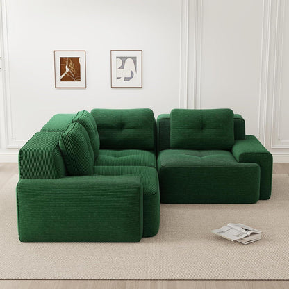 Modulares Ecksofa Grün 2C+1O – Kein Aufbau, Tiefe Sitzfläche