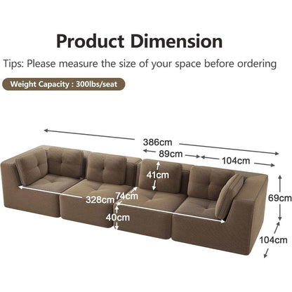 Modulares Ecksofa Braun – Kein Aufbau, Tiefe Sitzfläche & Cordstoff