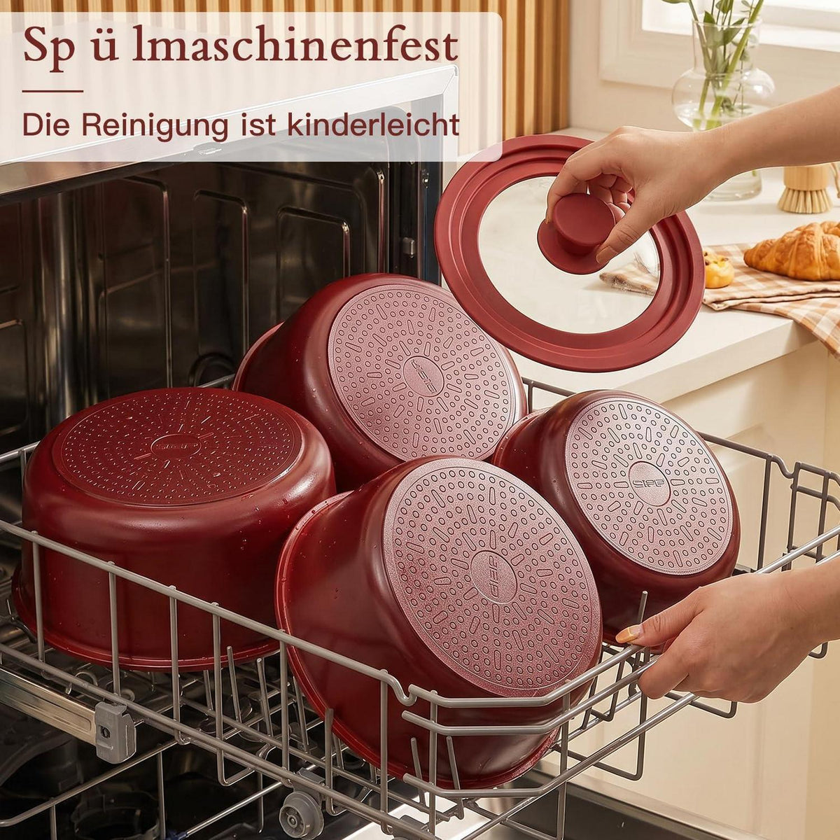 Granit Topfset 21-teilig mit Abnehmbarem Griff & Farbverlauf