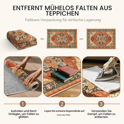 Vintage Fußmatte Rot 60x90cm - Waschbarer Teppich für Wohnzimmer
