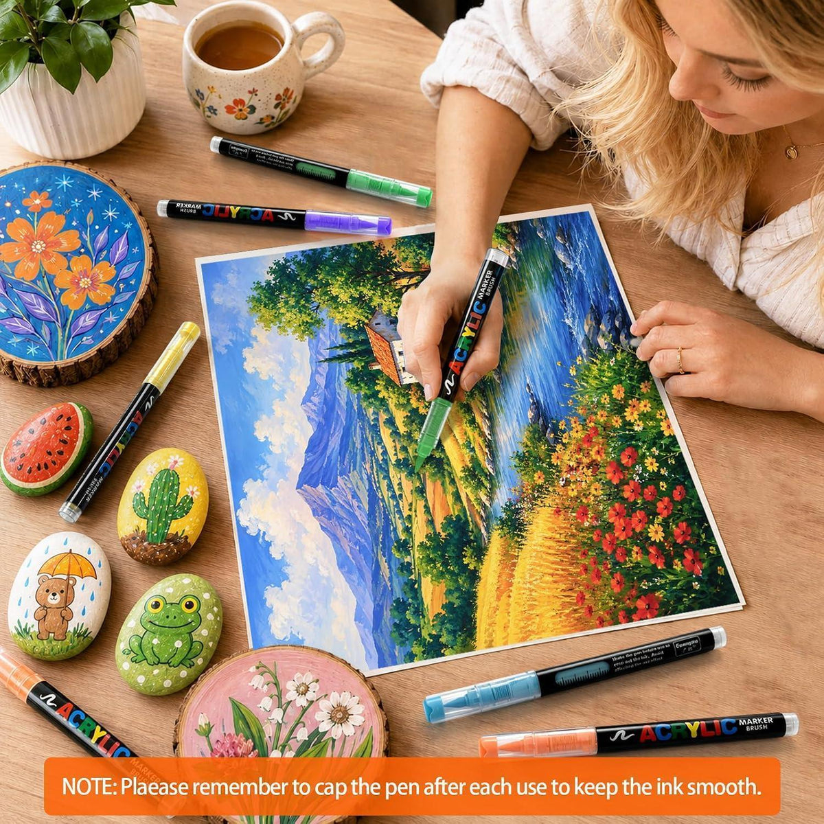 Acrylmarker Set mit Pinselspitze – 288 Farben für Stein, Holz & mehr