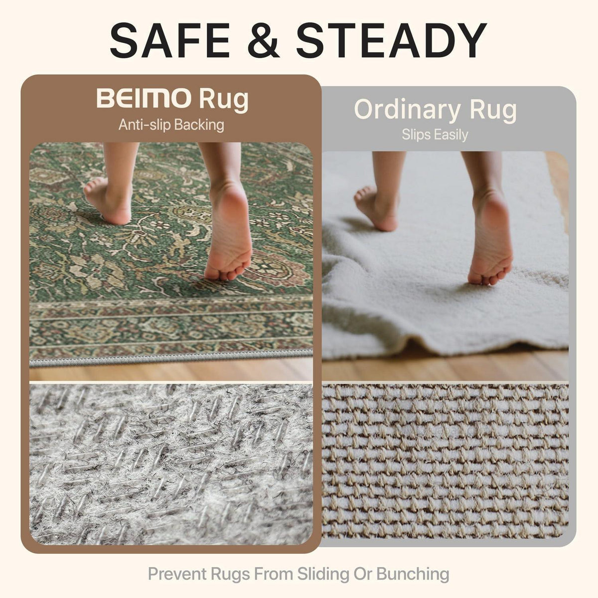 Vintage Teppich Grün 160x230cm – Waschbar & Rutschfest