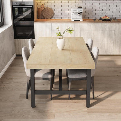 Rechteckiger Esstisch für 6-8 Personen | Industriedesign Holz & Metall