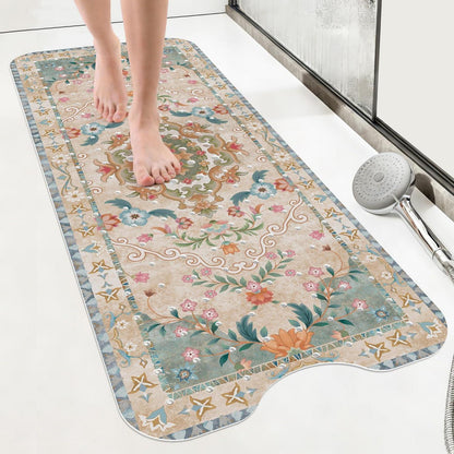 Rutschfeste Badewannenmatte Beige Boho 100x40 cm