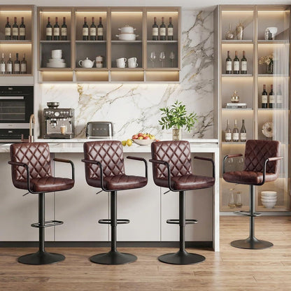 Barhocker Set 4er – Höhenverstellbar & 360° Drehbar Dunkelbraun