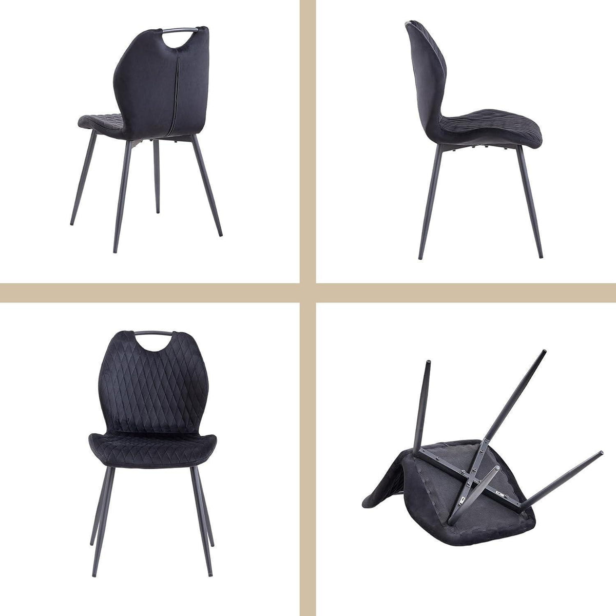 Runder Esstisch Set 100cm mit 4 Samtstühlen – Modern & Komfortabel