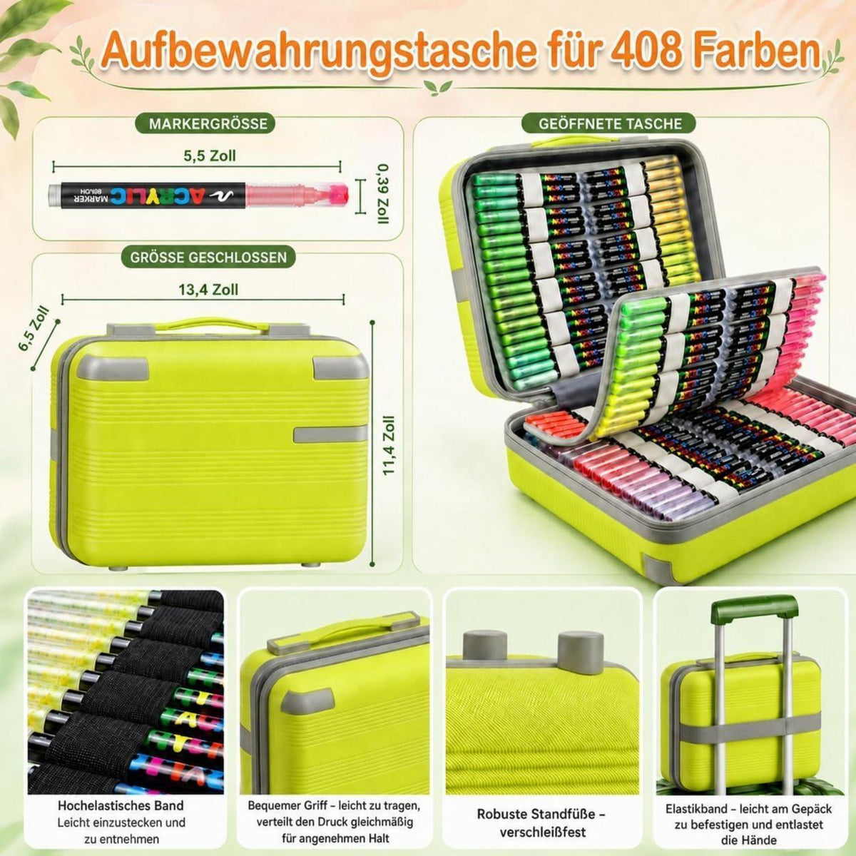 408 Acrylstifte Set für Steine, wasserfest & im Koffer