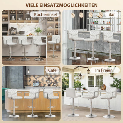 Barhocker Set 4er – Höhenverstellbar, Drehbar, Weiß