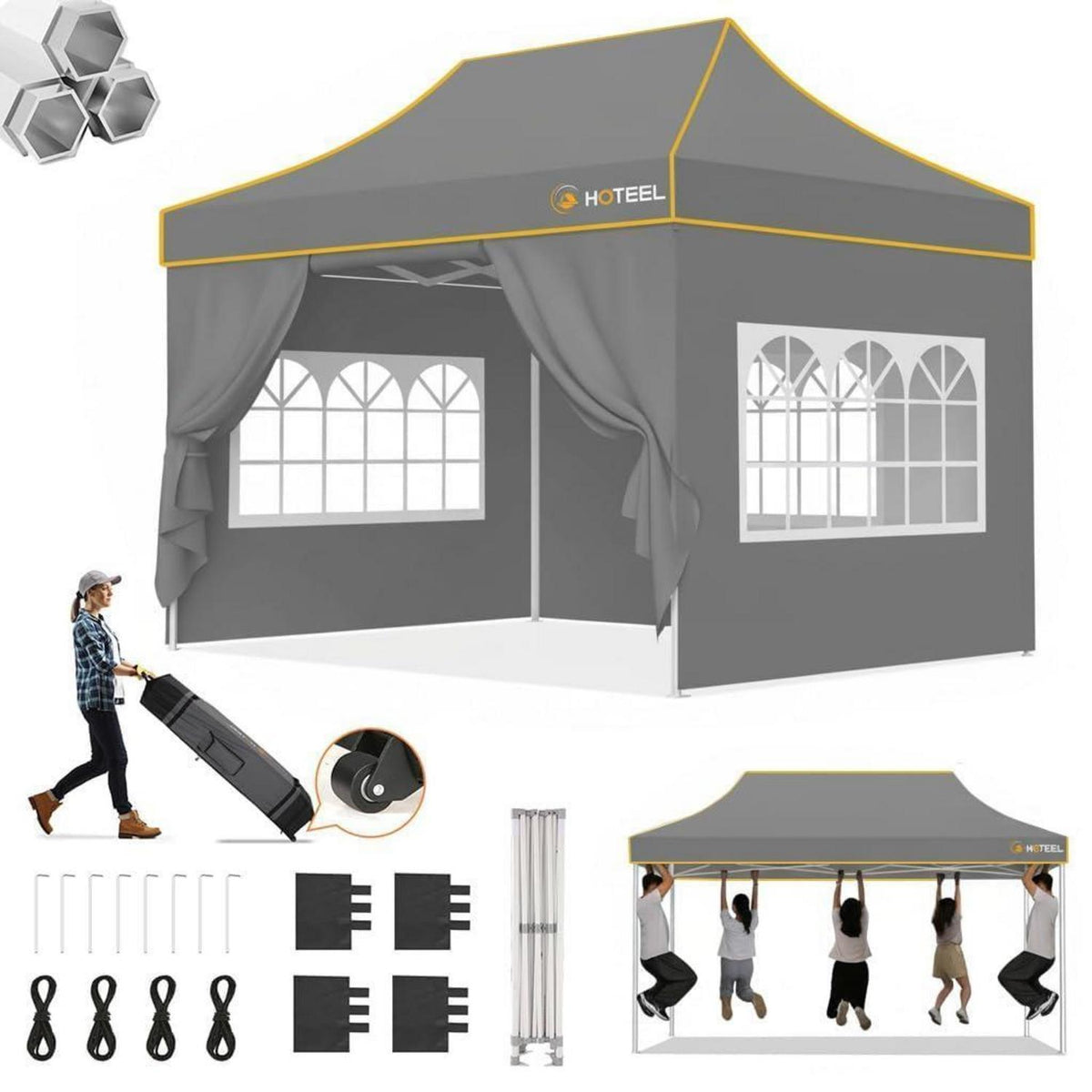 Faltpavillon 3x4,5m – Wasserdicht, Stabil & Winterfest für Garten & Events