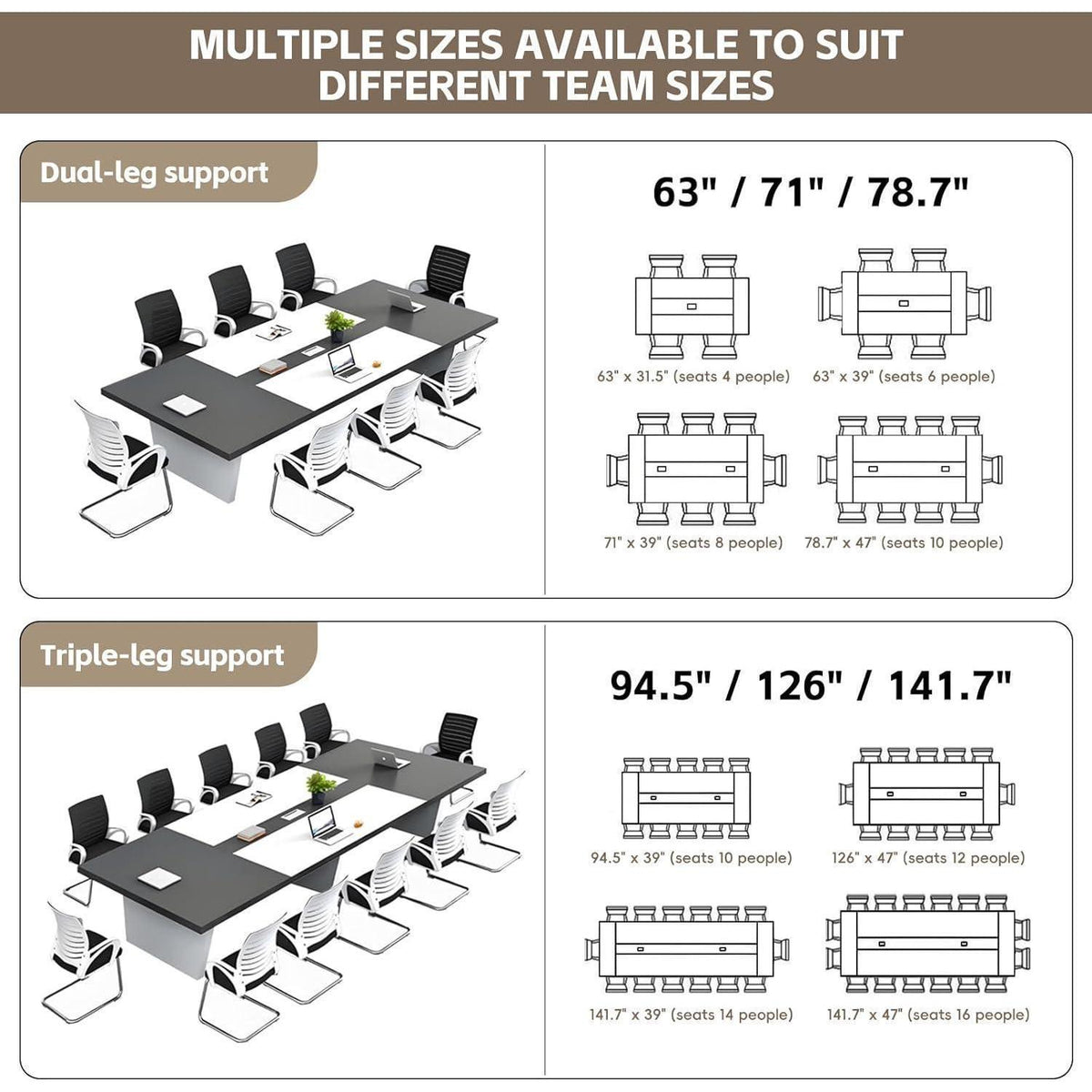 Moderner Konferenztisch 200x120cm – Stabiler Besprechungstisch für Büro