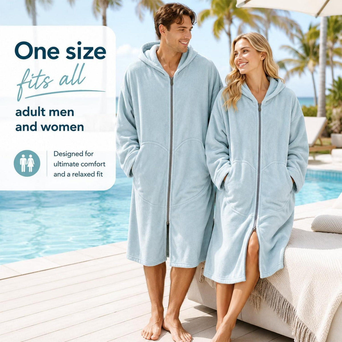 Surf Poncho mit Kapuze – Schnelltrocknend & Praktisch (Blau)