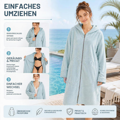 Surf Poncho mit Kapuze – Schnelltrocknend & Praktisch (Blau)