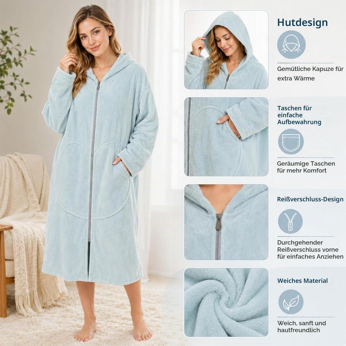 Surf Poncho mit Kapuze – Schnelltrocknend & Praktisch (Blau)