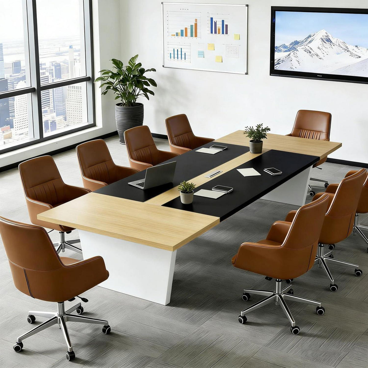 Moderner Konferenztisch 200x100cm – Stabiler Meetingtisch für Büro