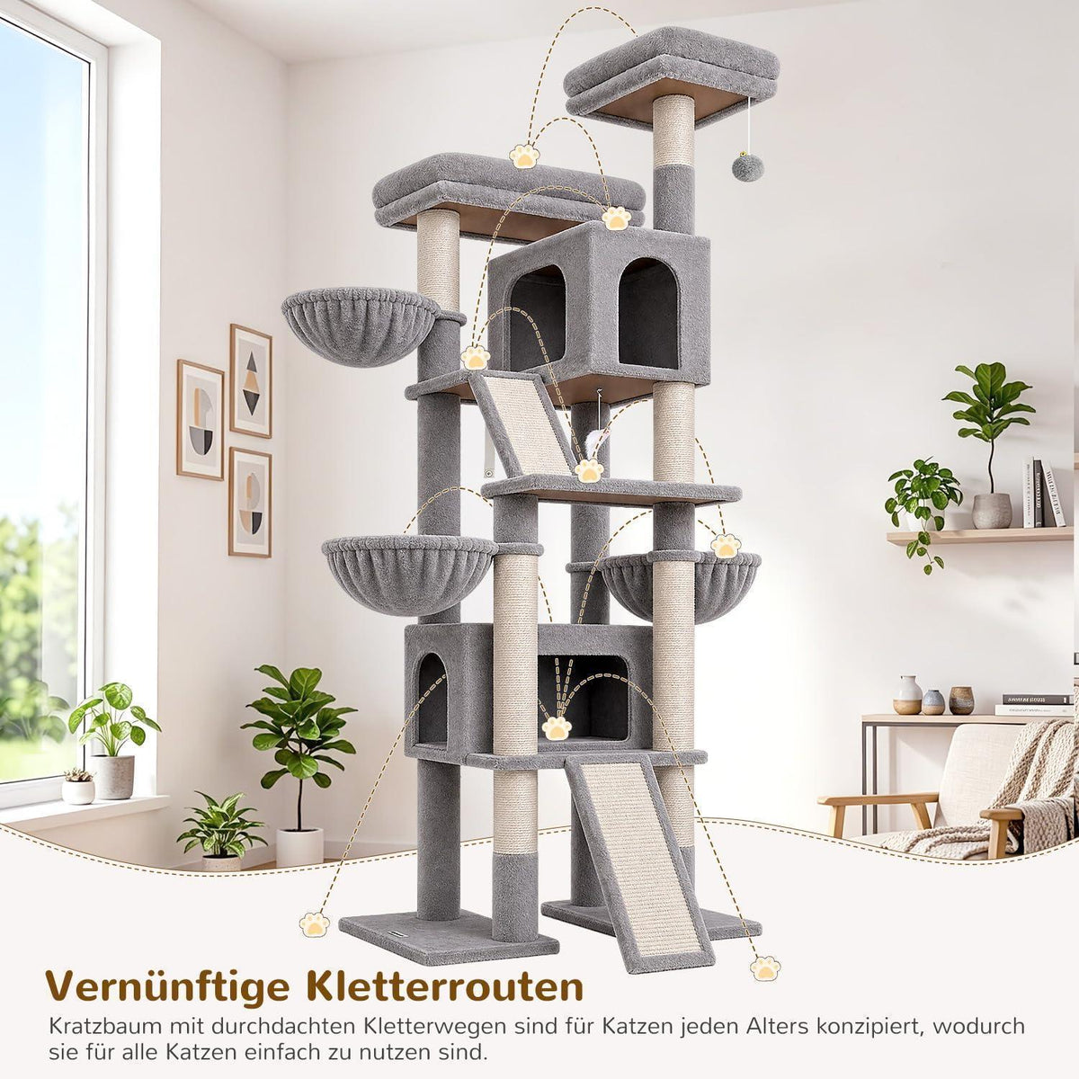 XXL Kratzbaum für Große Katzen – 200 cm, Stabil & Komfortabel