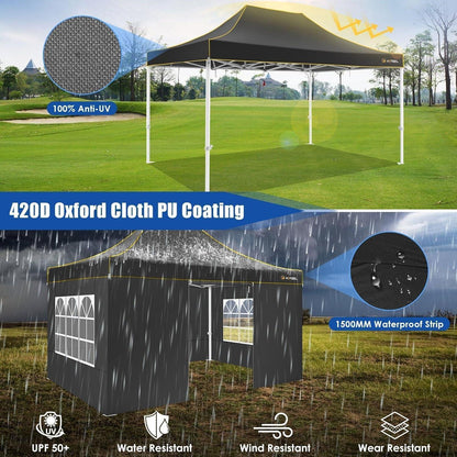 3x4,5m Partyzelt Pavillon wasserdicht mit 4 Seitenteilen