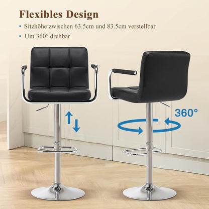 Barhocker Set 4er – Höhenverstellbar, Schwarz in Lederoptik