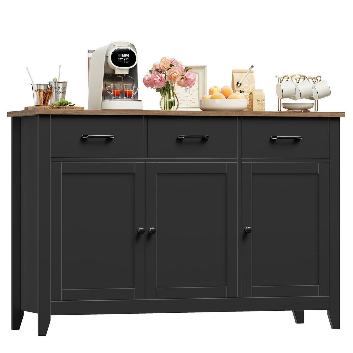 Sideboard mit Arbeitsplatte – Küchenschrank Schwarz 120cm