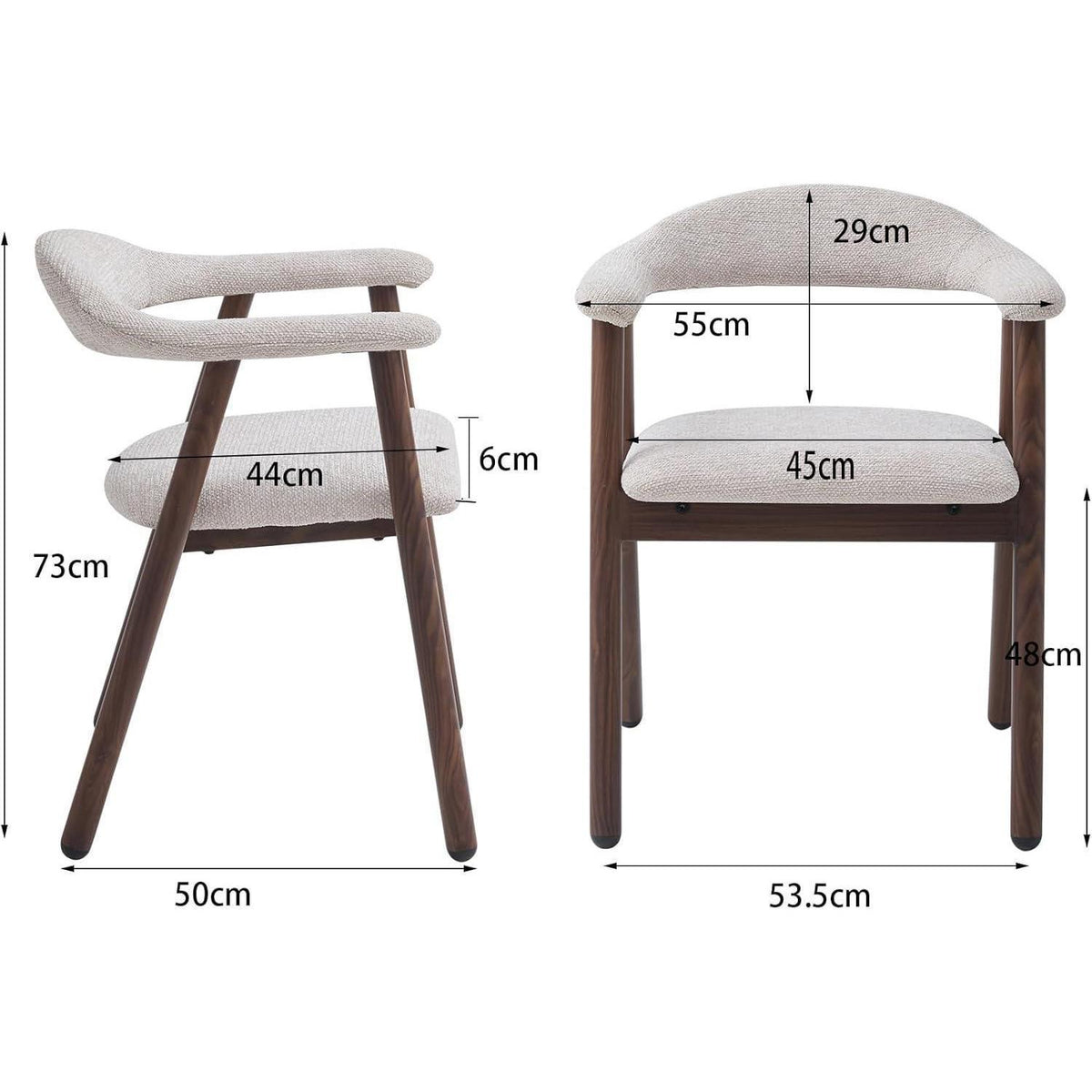 Küchenstuhl 2er Set, Modern & Bequem, Beige/Dunkelbraun