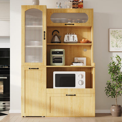 Highboard mit Schubladen & Regalböden – Küchenschrank Naturholz