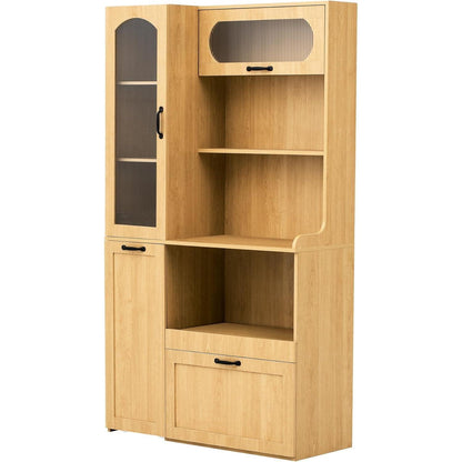 Highboard mit Schubladen & Regalböden – Küchenschrank Naturholz