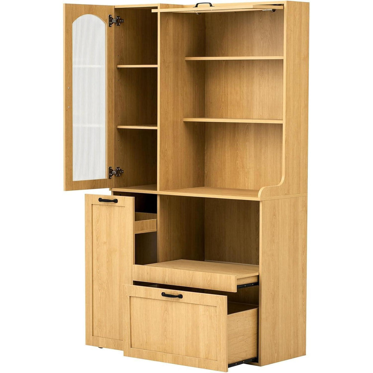 Highboard mit Schubladen & Regalböden – Küchenschrank Naturholz