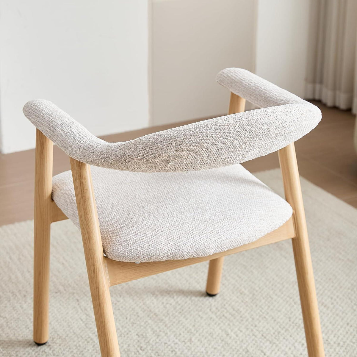 Moderner Esszimmerstuhl 2er Set, Beige/Beige, Gepolstert mit Metallbeinen