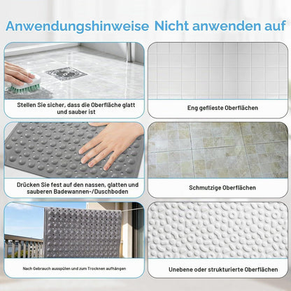 Rutschfeste Duschmatte Grau 60x90cm – Antibakteriell & Schimmelresistent